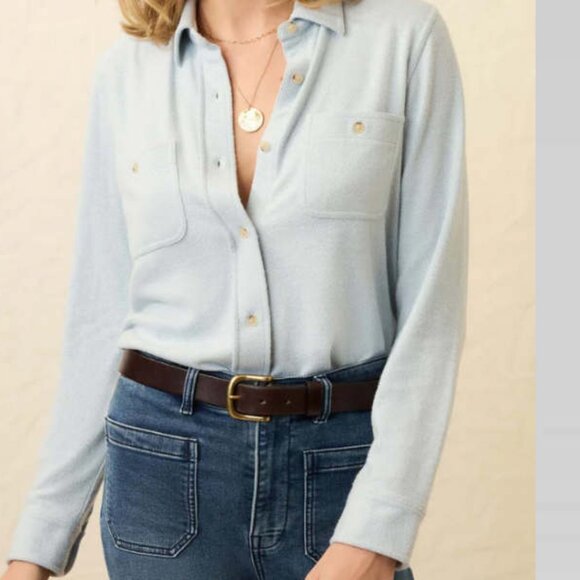 Faherty Legend Sweater Shirt Ice Blue Twill M - Picture 1 of 14